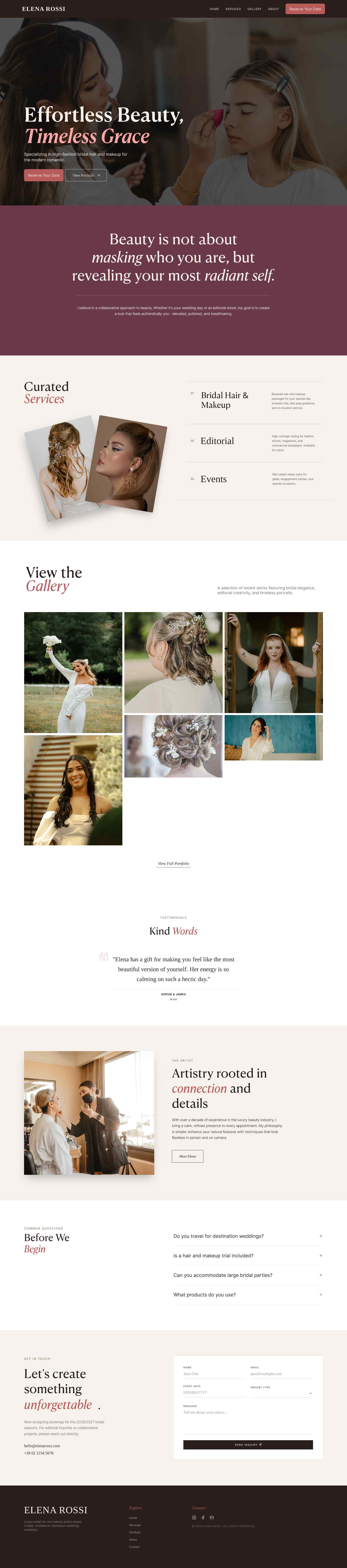 Elena Rossi full website design