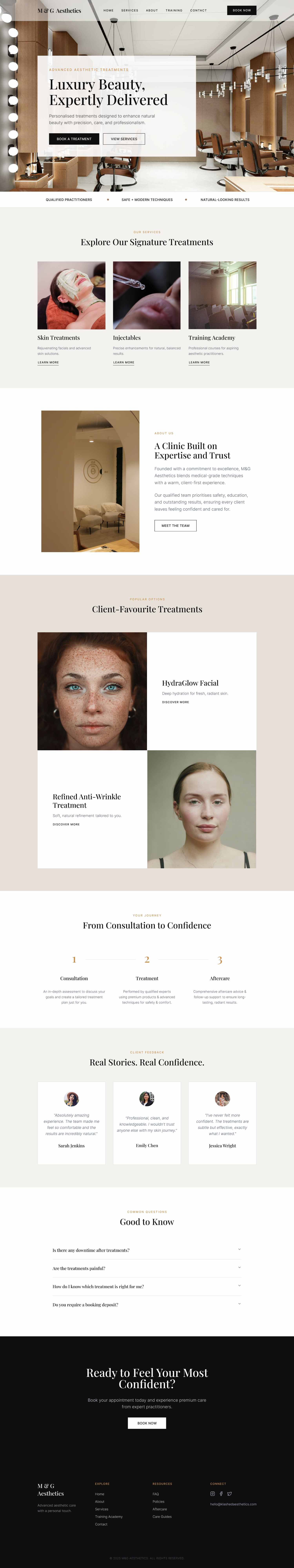 M&G Aesthetics full website design